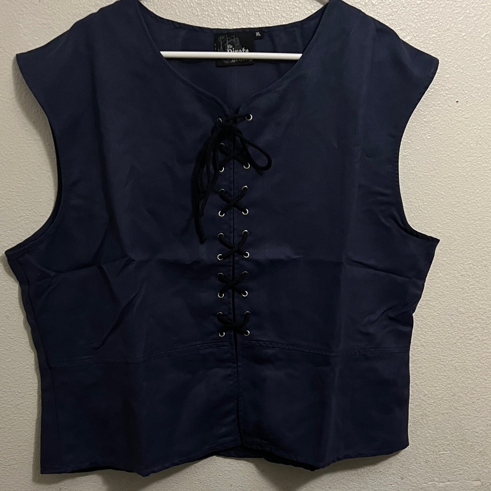 Navy Lace-Up Sleeveless Top